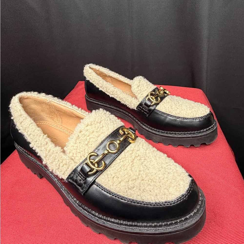 CIRCUS BY SAM EDELMAN Womens Ivory Deana Toe Block Heel Slip On Loafers